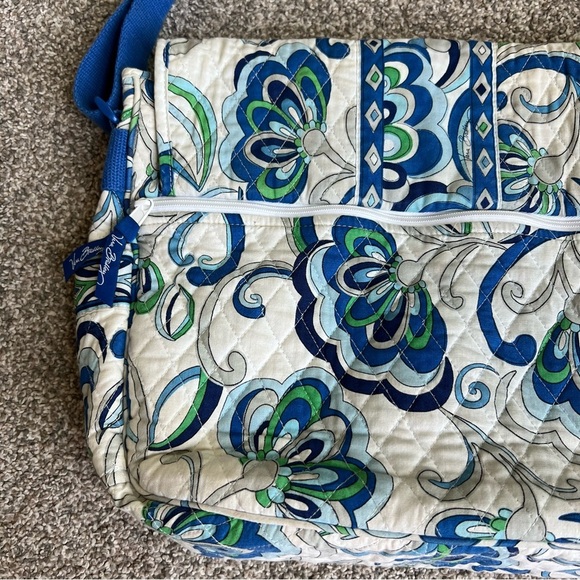 Vera Bradley White/Blue Messenger/Laptop Adjustable Strap Bag - Picture 8 of 8